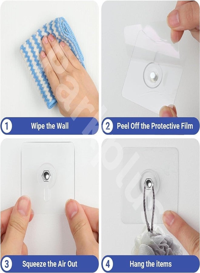 Parkplus خطافات جدارية من بارك بلس لتعليق قوي، خطافات لولبية لاصقة للجدران شديدة التحمل، خطافات ذاتية اللصق، معلقات جدارية، أدوات مطبخ، تعليق ملابس، إطار صور لاصق (عبوة من 5 قطع) - Image 4